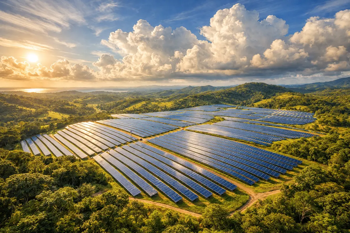 Paisaje de Guanacaste con paneles solares